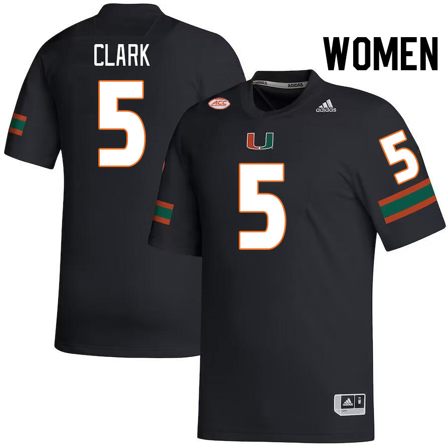 Women #5 C.J. Clark Miami Hurricanes College Football Jerseys Stitched-Black